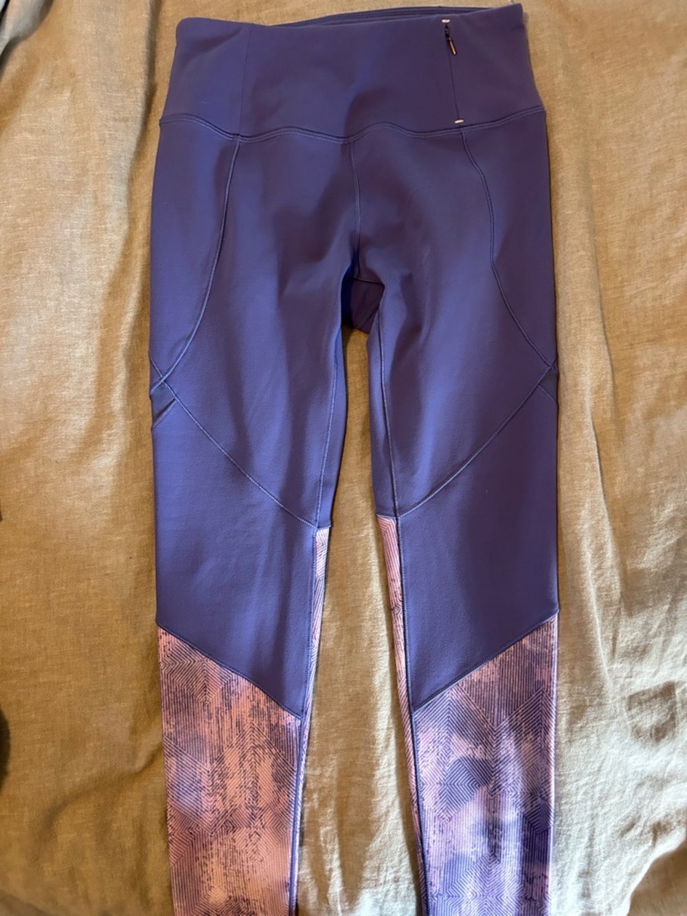 CALIA by Carrie Underwood Purple Leggings with Pink Patterned Panels